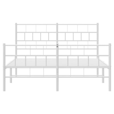 Valkoinen metallinen sängynrunko päädyillä Orodan 160x200cm
