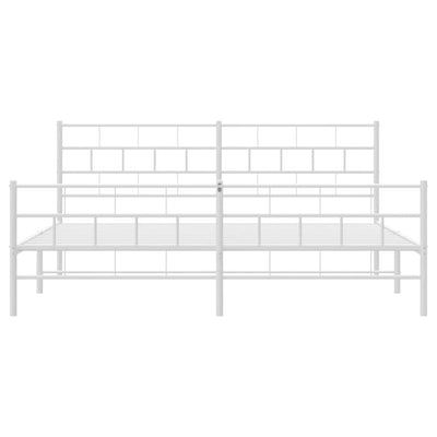 Valkoinen metallinen sängynrunko päädyillä Orodan 193x203cm