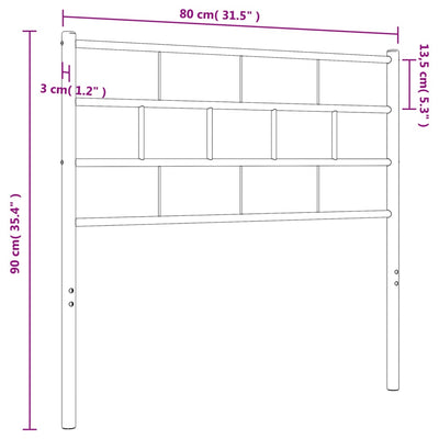 Metallinen sängynpääty valkoinen 75 cm