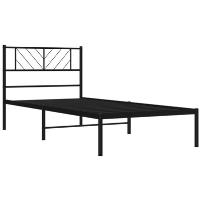 Metallinen sängynrunko päädyllä musta 80x200 cm