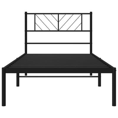 Metallinen sängynrunko päädyllä musta 80x200 cm