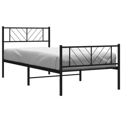 Metallinen sängynrunko päädyillä musta 75x190 cm