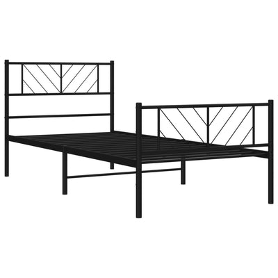Metallinen sängynrunko päädyillä musta 75x190 cm