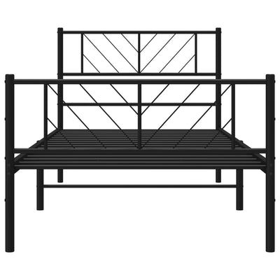 Metallinen sängynrunko päädyillä musta 75x190 cm