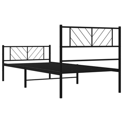 Metallinen sängynrunko päädyillä musta 75x190 cm