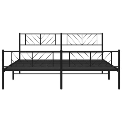 Metallinen sängynrunko päädyillä musta 200x200 cm