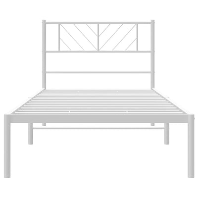 Valkoinen metallinen sängynrunko päädyllä Marcos 100x190cm