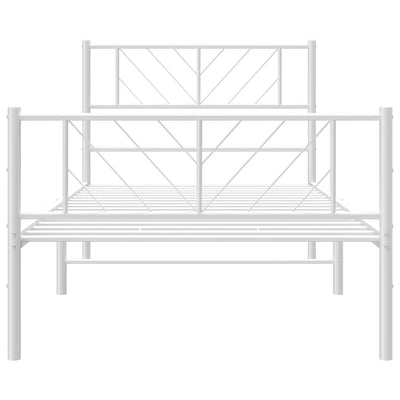 Metallinen sängynrunko päädyillä valkoinen 80x200 cm