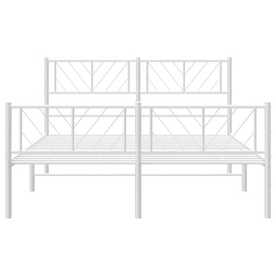 Valkoinen metallinen sängynrunko päädyillä Marcos 150x200cm