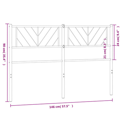 Metallinen sängynpääty valkoinen 140 cm
