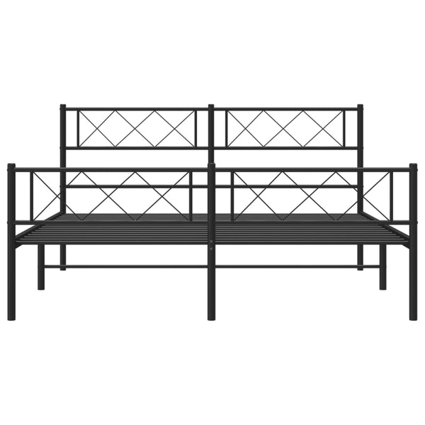 Metallinen sängynrunko päädyillä musta 140x190 cm