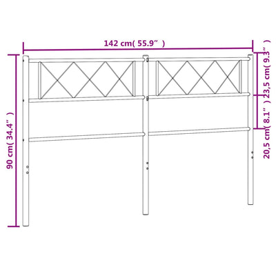 Metallinen sängynpääty musta 135 cm