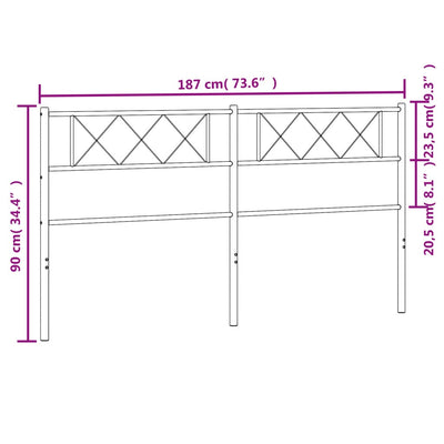 Metallinen sängynpääty musta 180 cm