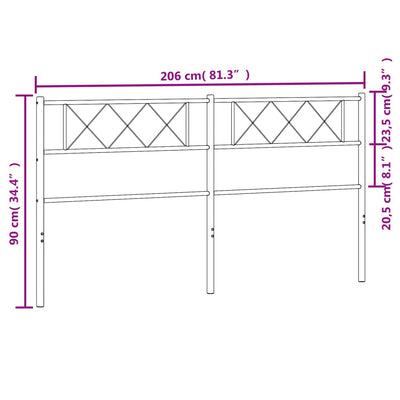 Metallinen sängynpääty musta 200 cm