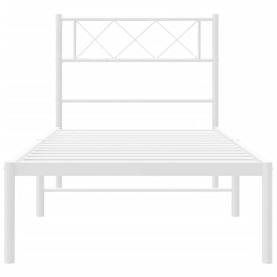 Valkoinen metallinen sängynrunko päädyllä Ciuciu 90x190cm