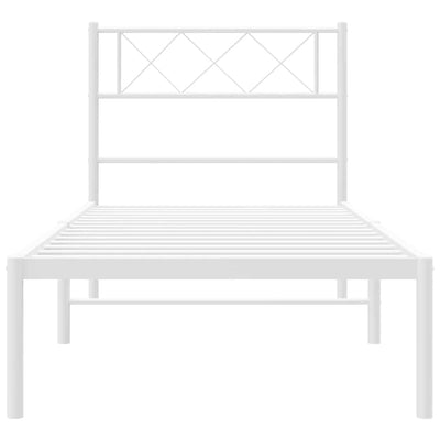 Valkoinen metallinen sängynrunko päädyllä Ciuciu 100x190cm