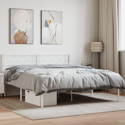 Valkoinen metallinen sängynrunko päädyllä Ciuciu 140x200cm