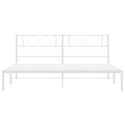 Valkoinen metallinen sängynrunko päädyllä Ciuciu 183x213cm