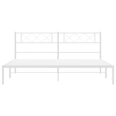 Valkoinen metallinen sängynrunko päädyllä Ciuciu 193x203cm