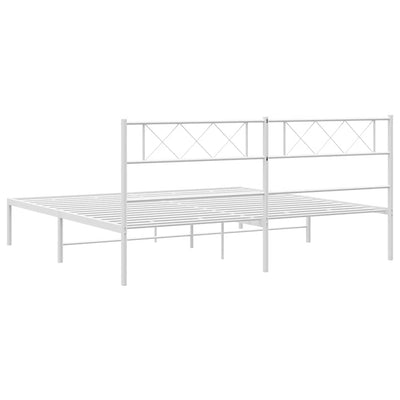 Valkoinen metallinen sängynrunko päädyllä Ciuciu 193x203cm