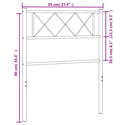 Metallinen sängynpääty valkoinen 90 cm