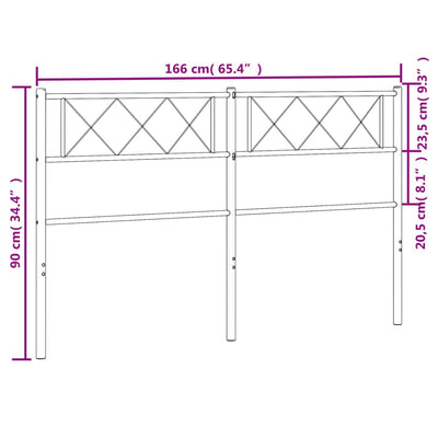 Metallinen sängynpääty valkoinen 160 cm