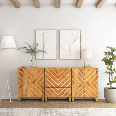 Sivukaapit 3 kpl ruskea ja musta 60x33,5x75 cm täysi mangopuu