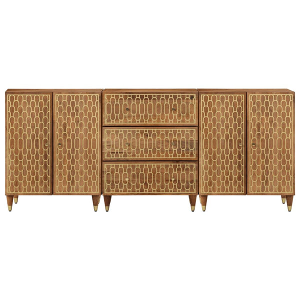 3 kpl sivukaappeja, koko 60x33x75 cm, valmistettu mangopuusta