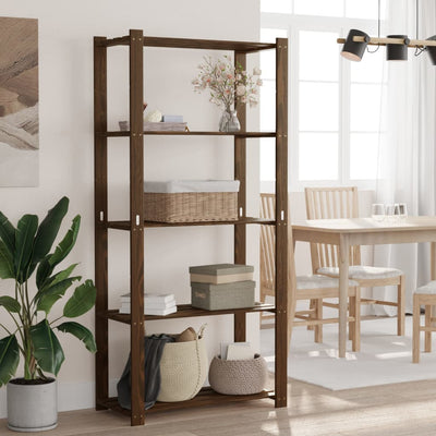 5-kerroksinen varastohylly ruskea 80x38x170 cm täysi mänty