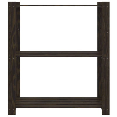3-tasoinen Varastohylly musta 80x38x90 cm täysi mänty