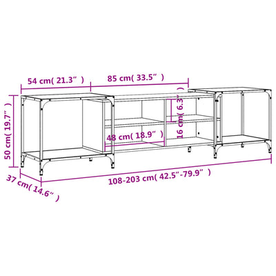 TV-taso ruskea tammi 203x37x50 cm tekninen puu