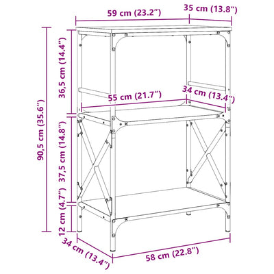 Ruskea tammi kirjahylly Cerneleac 59x35x90,5cm (3 kerrosta, puinen)