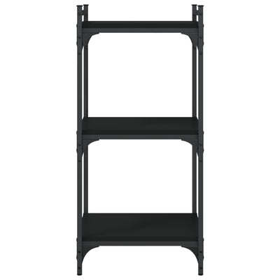 Musta kirjahylly Mazer 40x30x86cm (3 kerrosta, puinen)