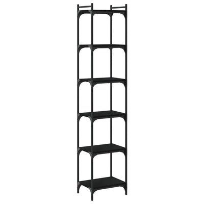 Kirjahylly 6 kerrosta musta 40x30x188 cm tekninen puu