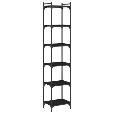Kirjahylly 6 kerrosta musta 40x30x188 cm tekninen puu