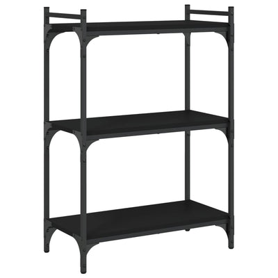 Kirjahylly 3 kerrosta musta 60x30x86 cm tekninen puu