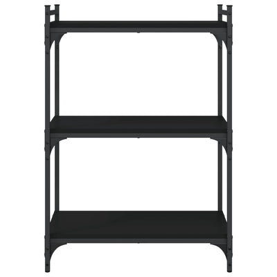 Kirjahylly 3 kerrosta musta 60x30x86 cm tekninen puu