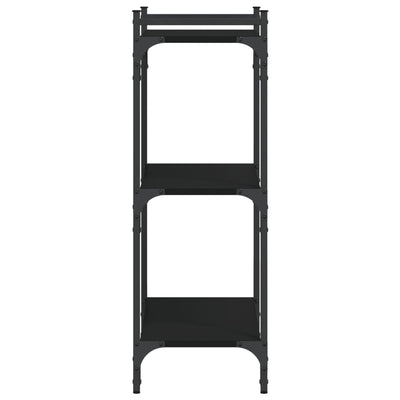 Kirjahylly 3 kerrosta musta 60x30x86 cm tekninen puu