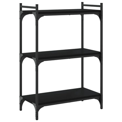 Kirjahylly 3 kerrosta musta 60x30x86 cm tekninen puu