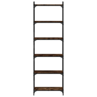 Kirjahylly 6 kerrosta savutammi 60x30x188 cm tekninen puu