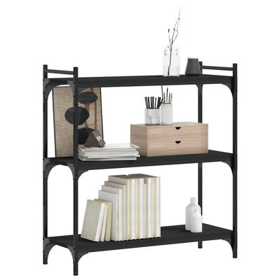 Kirjahylly 3 kerrosta musta 80x30x86 cm tekninen puu