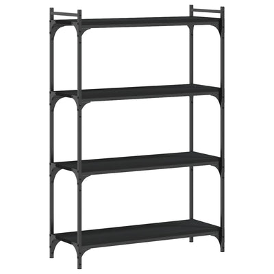 Kirjahylly 4 kerrosta musta 80x30x120 cm tekninen puu