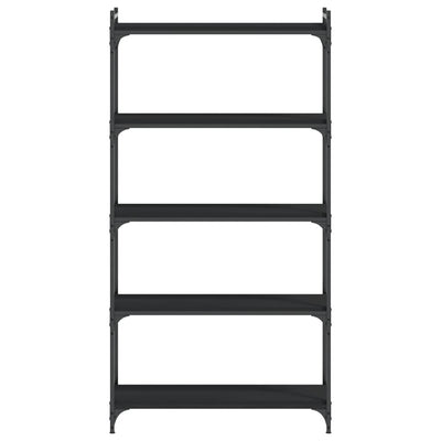 Musta kirjahylly Mazer 80x30x154cm (5 kerrosta, puinen)