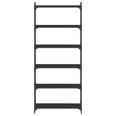 Musta kirjahylly Mazer 80x30x188cm (6 kerrosta, puinen)
