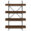 Ruskea tammi kirjahylly Badawy 100x33x145,5cm (4 tasoa, puinen)
