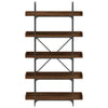 Ruskea tammi kirjahylly Badawy 100x33x180,5cm (5 tasoa, puinen)