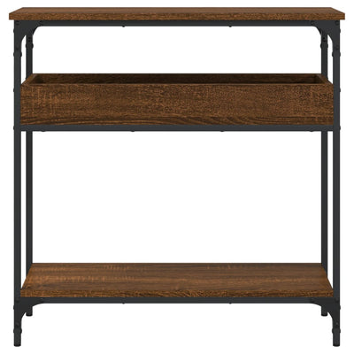 Konsolipöytä hyllyllä ruskea tammi 75x29x75 cm tekninen puu