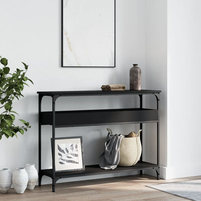 Konsolipöytä hyllyllä musta 100x29x75 cm tekninen puu
