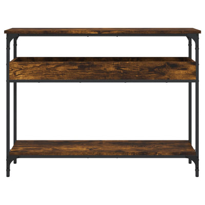 Konsolipöytä hyllyllä savutammi 100x29x75 cm tekninen puu