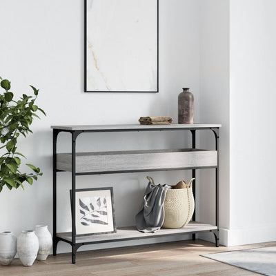 Konsolipöytä hyllyllä harmaa Sonoma 100x29x75 cm tekninen puu